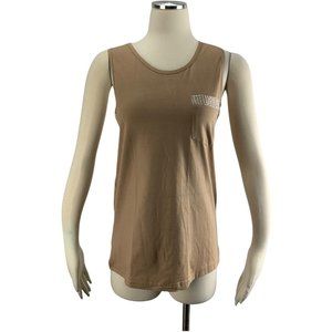 Coral Palm Small Tunic Tank Top NWT Gingham Tan Brown Monogram